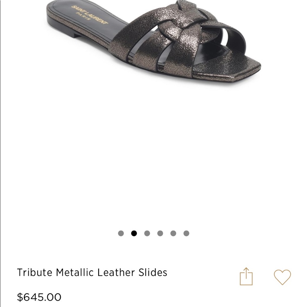 Saint Laurent Metallic Tribute flat slides size 6